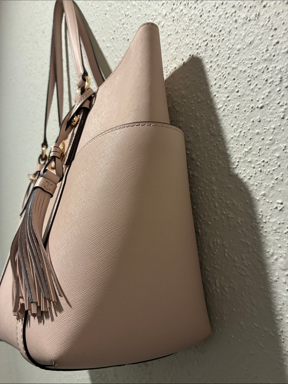 Michael Kors Light Pink Saffiano Leather Tote with Tassel Charm - Picture 9 of 12